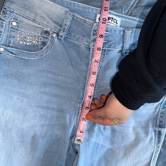 PTCL Ethical Clothing Women Light Blue Flare Bootcut Jeans Size 30 Jewel Pockets - Picture 11 of 13